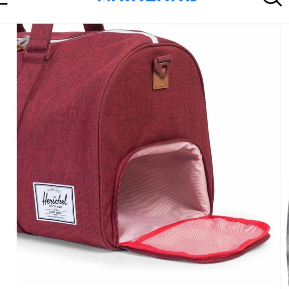 Herschel Supply Company Red Duffel Bag with strap Durable Travel Essential - Picture 3 of 11